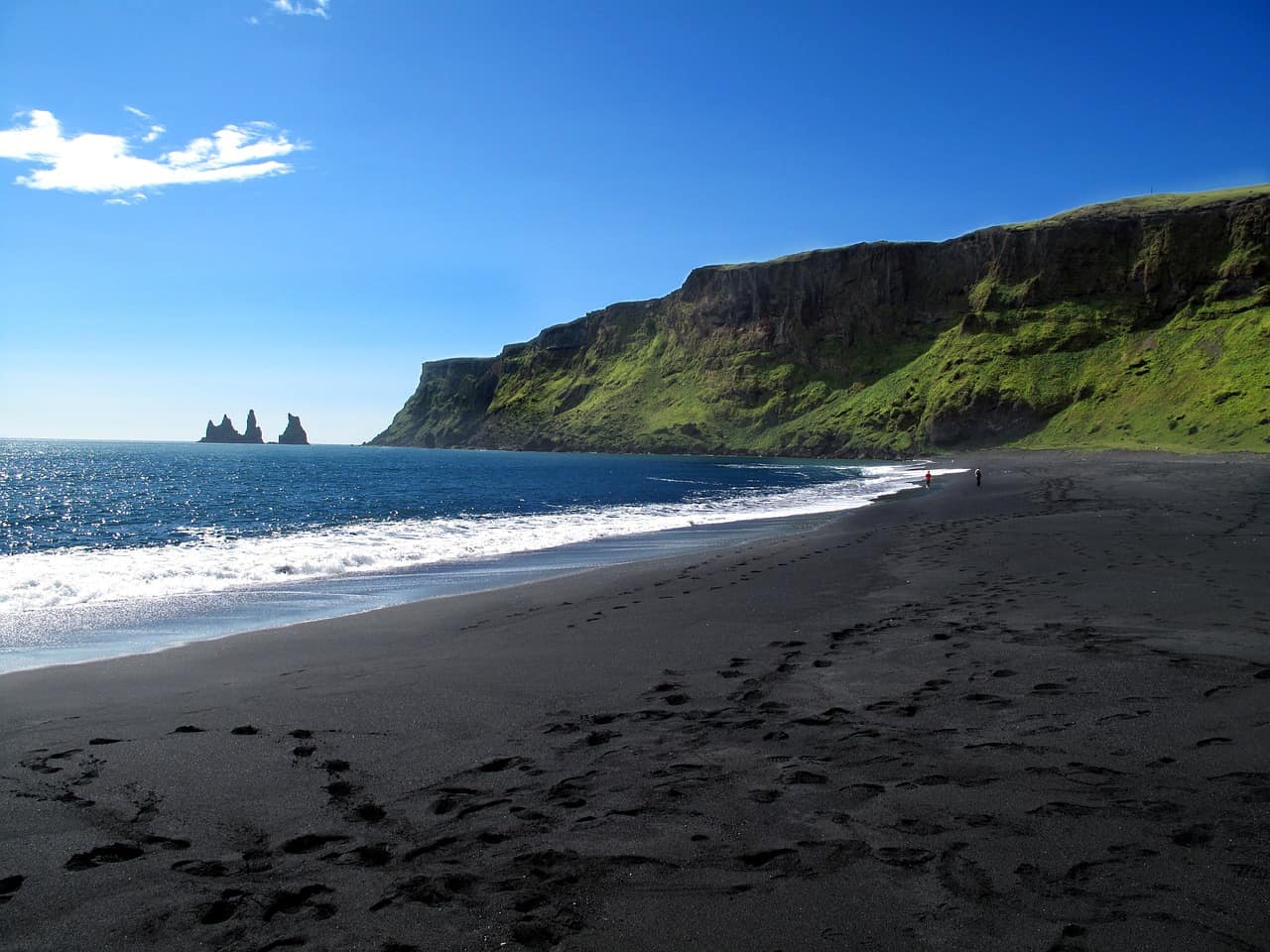 The church above Vik and the black sand coast below