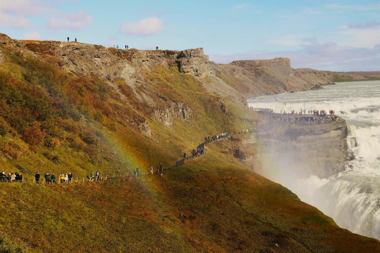 Gullfoss, one of Iceland's top sights, in golden light